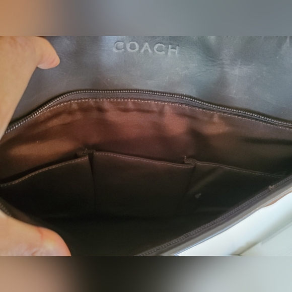 COACH Shoulder/Messenger Bag Dark Brown Suede Leather Women - Picture 5 of 10